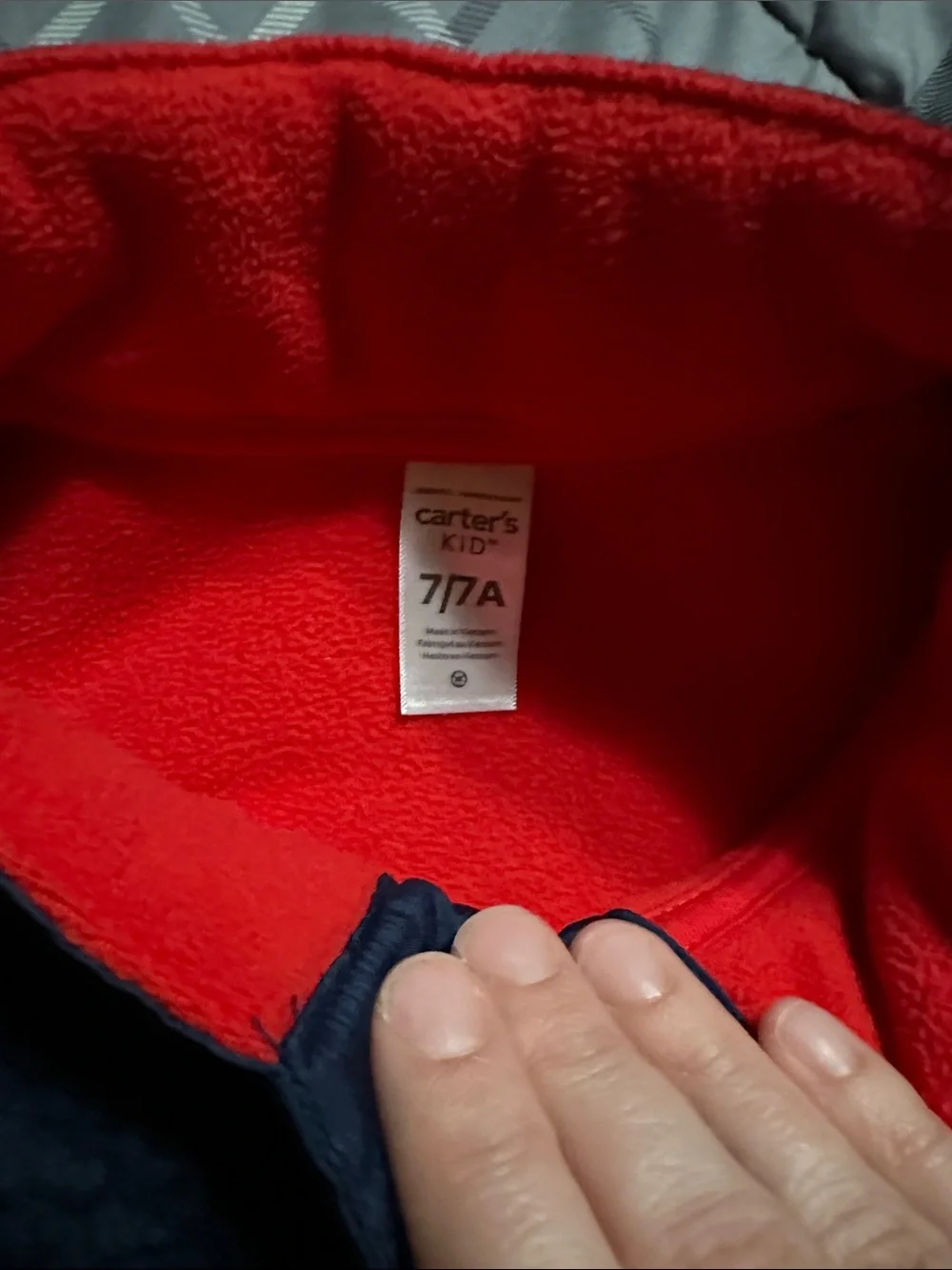 Carter's Navy Sherpa Pullover with Red Collar